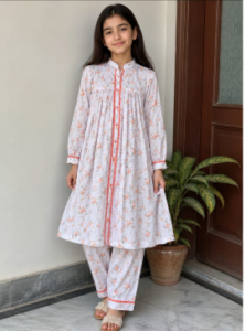 Girls Floral Printed Kurta Pajama Set