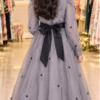 Elegant Grey Party Wear Maxi Dress for Girls | Falah by Fatima
