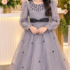 Elegant Grey Party Wear Maxi Dress for Girls | Falah by Fatima